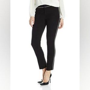 Calvin Klein Pants Black Contrast Piping Straight Ankle Slacks Office Minimalist